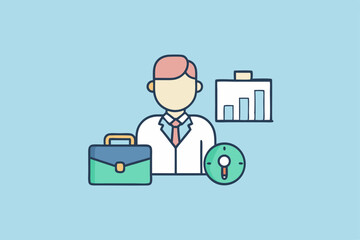 Wall Mural - businessman with money and a briefcase, illustrating internet communication and job success with a l