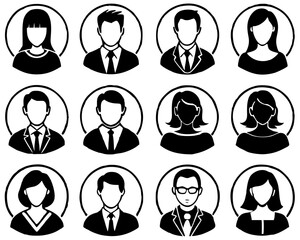 Wall Mural - business people user icons set for team and profile illustrations