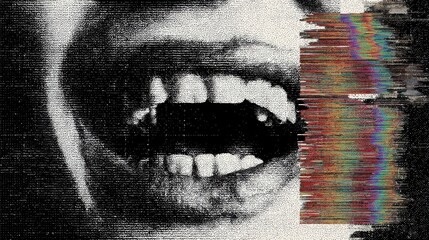 Poster - Muffled Screams Collide With Data Noise and Visual Chaos in an Unsettling Display of Emotion and Distortion