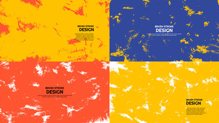 Fototapete - Vector illustration. Wallpapers with paint brush strokes mess. Hand drawn abstract color backgrounds set. Design for horizontal web banner, presentation template. Contemporary bright color