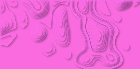 Poster - paper cut 3d render topography abstract, beautiful pink Background. geometric map relief texture with curved layers and shadow. Realistic papercut decoration textured with wavy vector design.