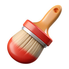 Poster - A vibrant and detailed 3d rendering of a paintbrush icon, with a plastic-style aesthetic isolated on a transparent background.