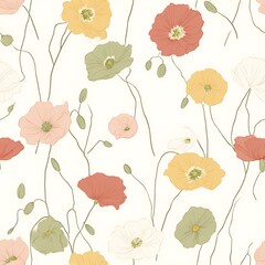 Poster - seamless background with flowers