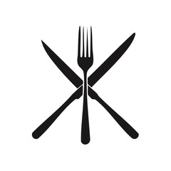 Poster - Minimalist Food Icon with Fork and Knives on Dark Background Restaurant or Kitchen Theme