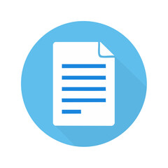 Poster - White paper document with curled corner set against light blue background in simple flat vector design, paperwork icon