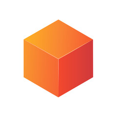 Aufkleber - Isometric Orange Gradient Cube on Black Background for Design Elements