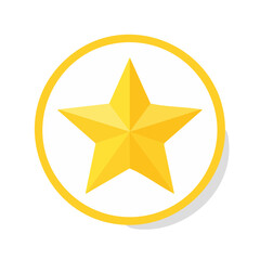 Poster - Golden Star Icon on White Disc with Yellow Circle Border Symbol of Quality Success Reward or Achievement
