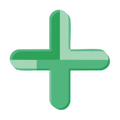 Poster - Green Plus Sign Illustration in Minimalist Style Simple Addition Symbol Concept