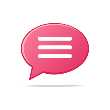 Pink speech bubble with horizontal lines representing text for communication and messages illustration for social media networks