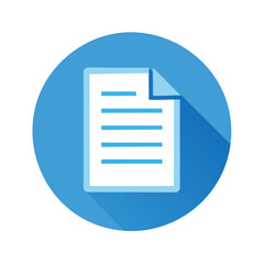 Poster - Document Icon in Blue Circle Flat Design Style. Paper Sheet Symbol for Business Concepts and Modern Office Applications
