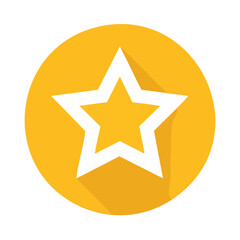Poster - Star icon on yellow circle symbol of rating or favorites for web design element with long shadow effect against black background