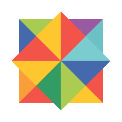 Poster - Vibrant Geometric Shape Created with Colorful Triangles against a Black Backdrop