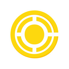 Poster - Golden Concentric Circles with Intersections: Abstract Design Element on Black