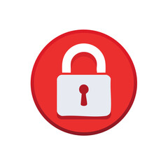 Poster - Stylized Red Lock Icon on Black Background Data Security System Protection