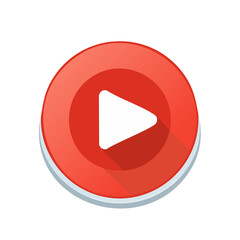 Leinwandbilder - Red Play Button Symbol With White Arrow Pointing Right for Multimedia Playback and Web Design