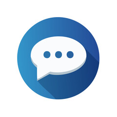 Poster - Digital Dialogue Flat Icon on Blue Background Communication and Speech Bubble Concept