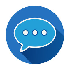 Poster - Communication icon illustration displaying message with dots and blue background for social networks, chat, and dialog bubbles concept