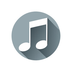 Poster - Floating Music Note Graphic in a Circle Shape Illustration of Melody and Harmony in a Flat Design Style