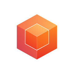 Aufkleber - Abstract Isometric Cube Design with Smaller Inner Cube on Black Background