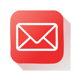 Poster - Red Square Envelope Icon on Gradient Background Represents Mail Communication