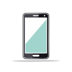 Poster - Stylized mobile phone icon on black. Mobile device for communication and apps and hand-drawn. Light teal screen on the smart phone and minimalist design
