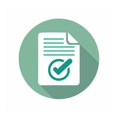 Aufkleber - Checkmark Symbol on Document Indicates Approval or Task Completion within Circle Shape Design