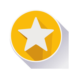 Poster - White star on a yellow round badge with a long shadow for favorite or rating mark vector illustration