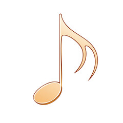 Poster - Illustration of a Musical Note in Tan and Brown Floating on a Black Background