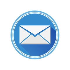 Poster - Envelope Icon in Blue Circle with Shadow Flat Design for Communication Concepts