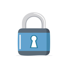 Poster - Isolated Blue Padlock Icon Security Protection Data Lock and Key Digital Safety