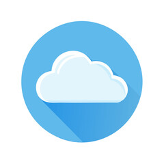 Poster - Cloud Icon with Shadow on Blue Circular Background, Weather Forecast Symbol