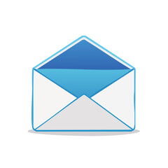Poster - Open Envelope Illustration in Blue and White for Messaging and Communication