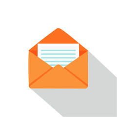 Aufkleber - Orange Open Envelope Containing Letter with Blue Lines on White Paper Flat Lay