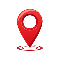 Poster - Red Navigation Pointer, Map Pin on Black Background for Location Services