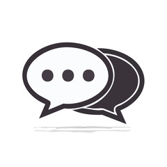 Aufkleber - Two Speech Bubbles Overlapping Communication Design Icon for Chat Social Media and Discussion Black Background Conversation Concept