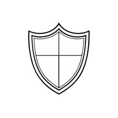 Poster - Shield Icon Protection Guard Security Symbol Defensive Emblem Badge White on Black Background