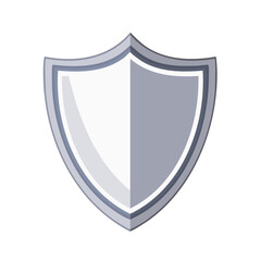 Poster - Simple Silver Shield Icon Protection Security Defense Symbol Safety Guard Element Isolated on Black Background