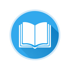 Poster - Open book icon graphic in a light blue circular badge for learning and education resources