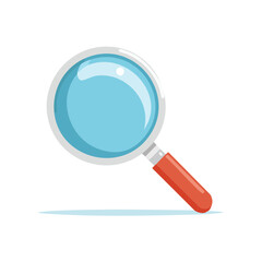 Poster - Magnifying glass illustration for search investigation or finding information concept on black background with shadow research tool