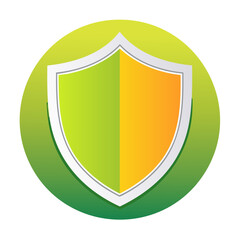 Poster - Shield Badge Icon Symbolizing Protection Security Safety in Green and Yellow Gradient Circle