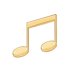 Poster - Cartoon Golden Music Note Illustration on Black Background for Graphic Design and Art