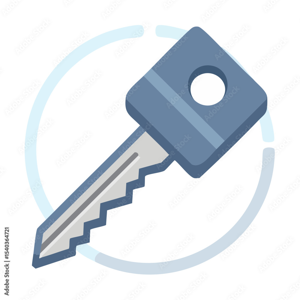 Stylized Key Icon Against a Blue Circle Symbol Security and Access ...