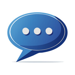 Poster - blue speech bubble with ellipsis pointing down communication in dialog waiting messages