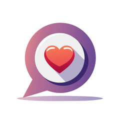 Poster - red heart inside a purple speech bubble floating illustration, vector icon graphic, romance, love, a