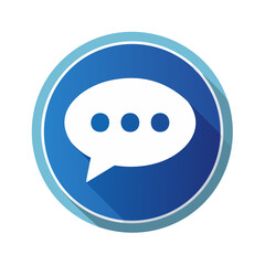 Poster - blue circular communication icon representing message bubble conversation and social media exchange 