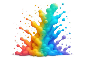 Poster - Colorful paint splashing with rainbow colors on a transparent background, perfect for creative projects