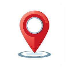 Poster - Red map pointer showing location for travel, delivery, or GPS tracking on a white backdrop