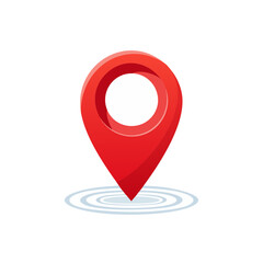 Poster - Red Map Pointer Icon with Location Marker on Black Background for Direction and Navigation