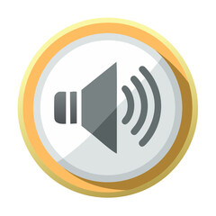 Leinwandbilder - Sound Icon Illustration in Round Button with Waves Representing Audio and Volume Control