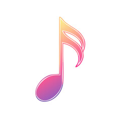 Poster - Gradient Music Note Illustration, Isolated Musical Symbol with Vibrant Colors on Black Background for Creative Arts and Design Projects